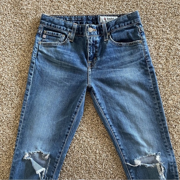 AG Adriano Goldschmied Ex Boyfriend Sloughy Slim Jeans Womens 25 R Ripped Grunge - Picture 3 of 16